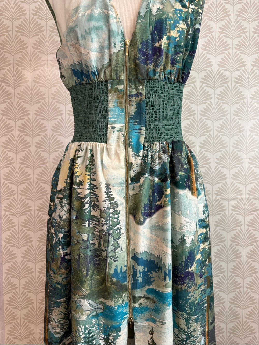 Anthropologie Tommie Cotton Zip Front Midi Dress - Picture 5 of 11